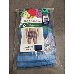 Fruit of the Loom 4 Pack Mens Tag Free Woven Boxer Shorts Relaxed Fit XL *read*